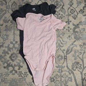 H&M Kids One Onsie Set- Pink and Dark Grey